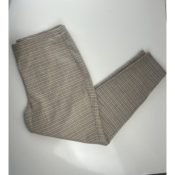 Croft & Barrow Womens Stretch Pull-On Straight Leg Pants Brown Neutral Plaid XL - Picture 1 of 11
